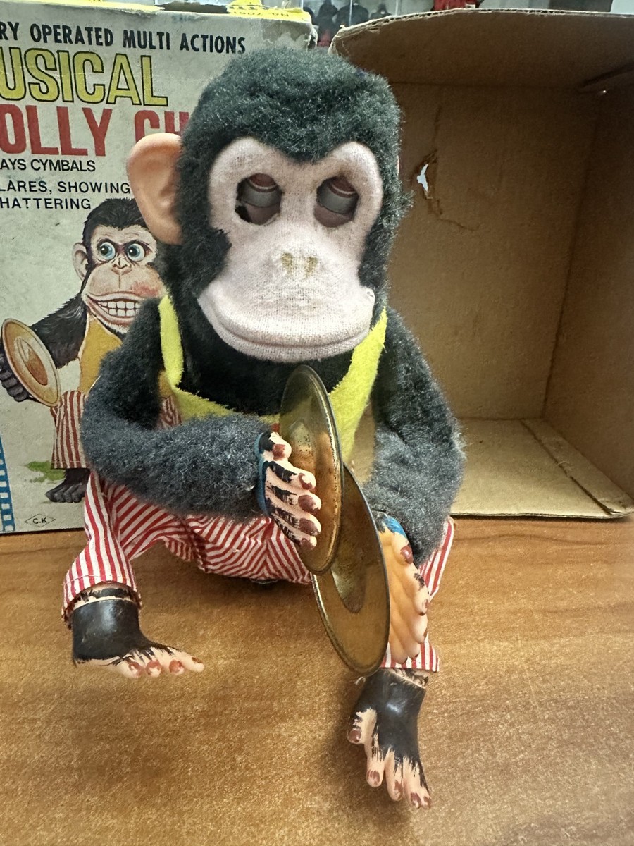 Vintage Musical Jolly Chimp Plays Cymbals Daishin Japan In Box