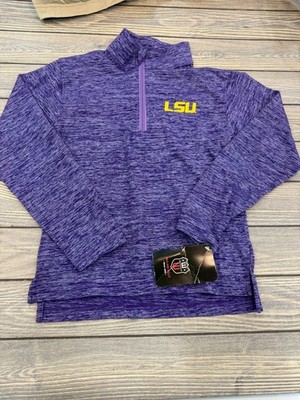 LSU Kids Purple 1/4 Zip Pullover By Wes And Willy Size 5 Heathered Design