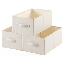Linen Folding Storage Bins, 3 Pack Large Storage Baskets, Washable, Clothing ...