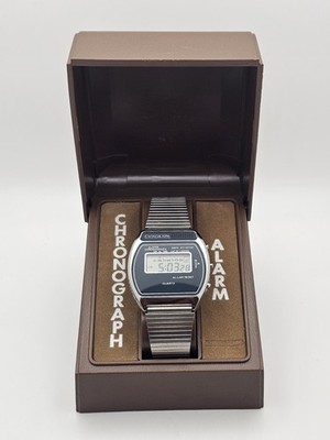 Vintage 1980s CRONOALARM Digital Quartz Watch SilverTone Classic Stainless Nice