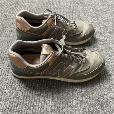 New Balance 574 Gray/ Holographic Pink Sneakers Womens Shoes Size 9