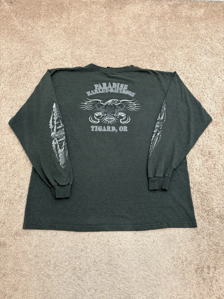 Vintage 2004 Harley Davidson Grunge Biker Long Sleeve Hits Shirt Size XL Y2K - Image 2 of 4