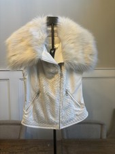 Guess Cream White Jayden Faux Fur Zipper Vest Size S- NWT