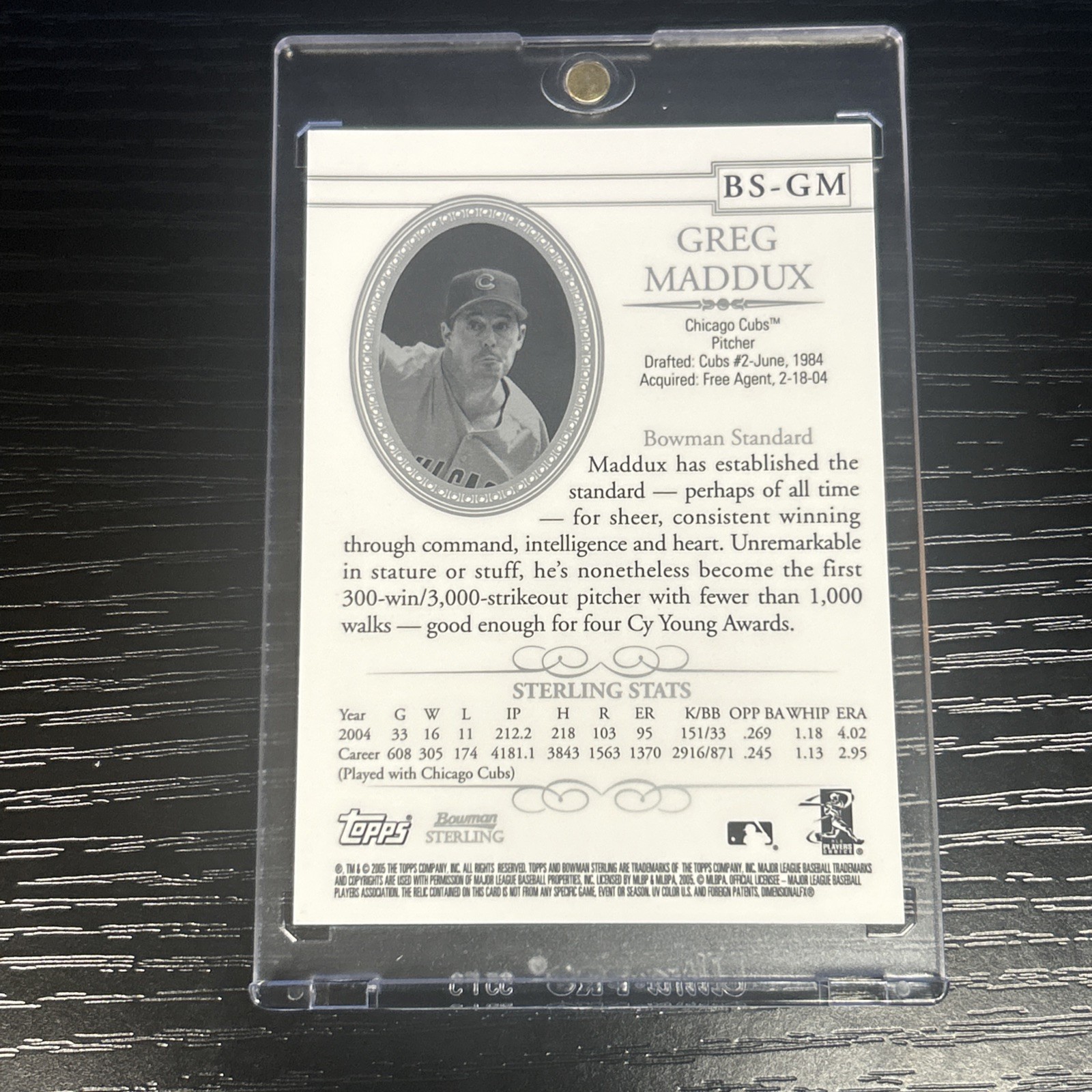 Greg Maddux Bowman Sterling Game-Used Jersey Cubs Baseball SP RARE HOF view 2