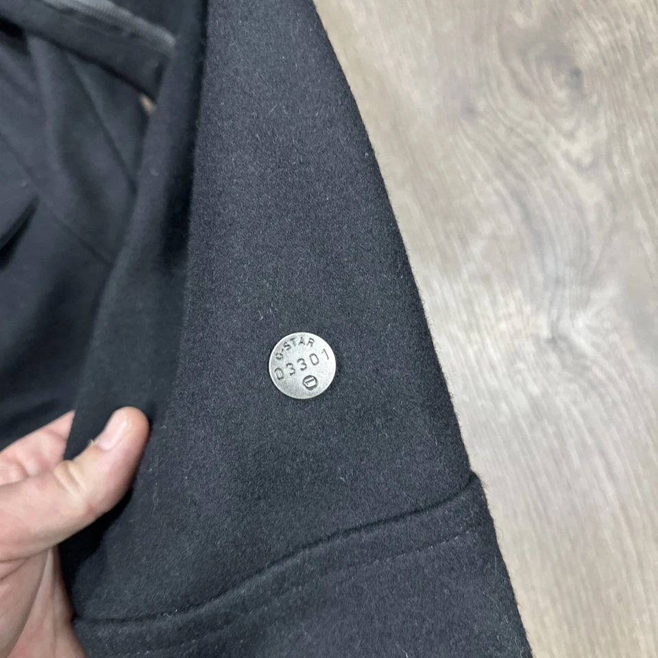 G-STAR RAW Black Wool "Artner Weston" Full Zip Wool Jacket Coat Men's Size XXL - Image 4 of 4