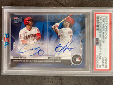 Shohei Ohtani Bryce Harper 2021 Topps Now Dual Autograph Auto Blue /49 PSA 10