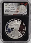 2005 W Evolved Series 1 MS70 Silver Eagle-1/10 oz MS70 Platinum Medal NGC POP 1