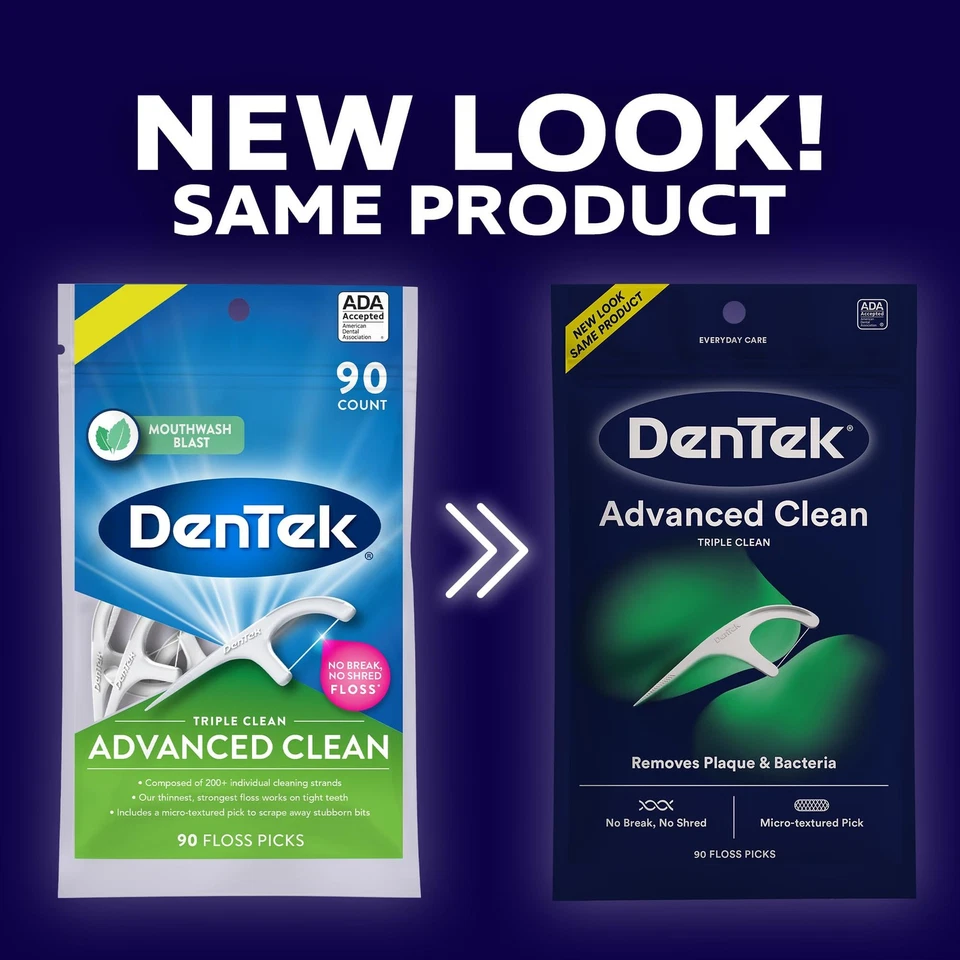 Fio dental DenTek Triple Clean Advanced palhetas 90 unidades sabor explosão enxaguante bucal - Imagem 2 de 4