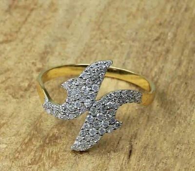 Women Fancy Wear Ring 2 Ct Round Cut Simulated Diamond 14K Two-Tone Gold Finish