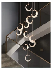 Modern Luxury Acrylic Chandelier Lighting Living Room Stairs Lobby Lamp Gold Yc