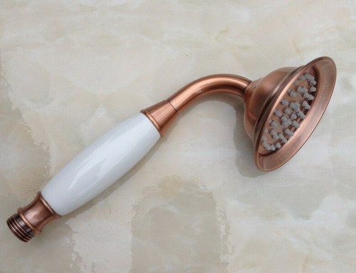 Juego de ducha de lluvia de baño de cobre rojo grifo de ducha montado en pared con pulverizador de mano - Imagen 7 de 7