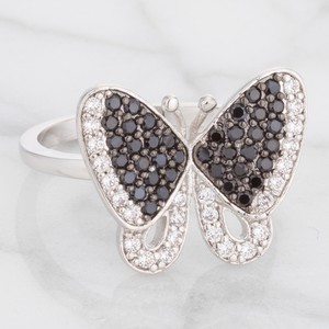 Black And White Cubic Zirconia Butterfly Ring Ebay