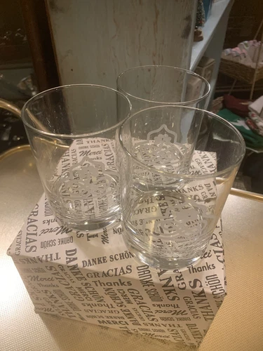 Phipps Conservatory set 3 Rock Glasses Pittsburgh PA 4" Etched