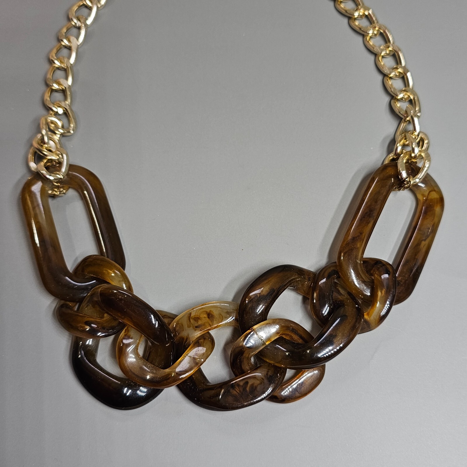 Adia Kibur Tortoise Shell Link Statement Necklace… - image 1