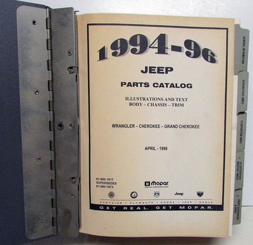 1994 1995 1996 Jeep Dealer Parts Catalog Grand Cherokee Wrangler YJ XJ ZJ Models - Picture 2 of 12