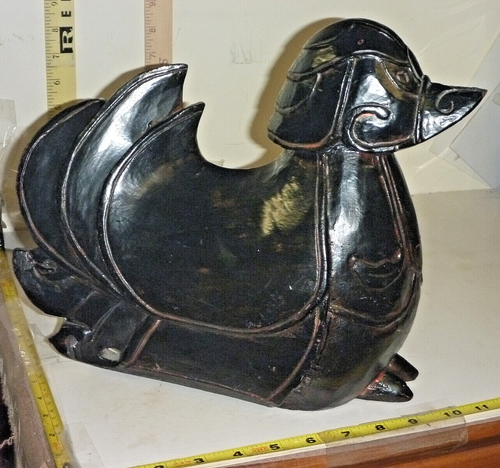 Antigua estatuilla de madera hecha a mano de TAILANDIA PÁJARO/HINTHA ~ finales del siglo XIX -12" de largo - Imagen 7 de 11