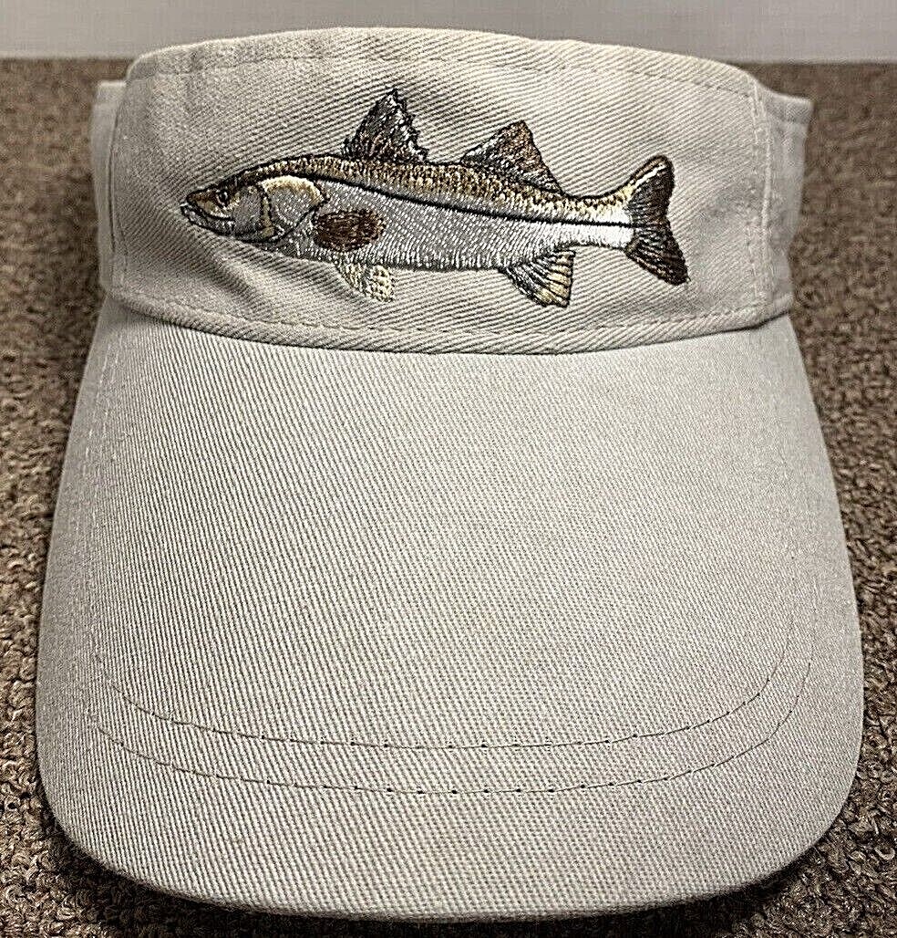 Men's visor adjustable fishing themed beige twill by … Gem