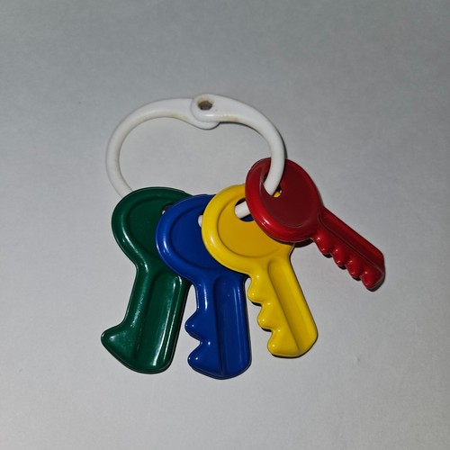 4 VTG Baby Toys Lot 1985 First Years Spinner Johnson & Star Keys Sanitoy Rattles - Picture 9 of 14