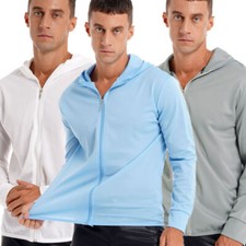 Mens UPF 50 Sun Skin Protection T-Shirt Hoodies Long Sleeve Outdoor Fishing Top