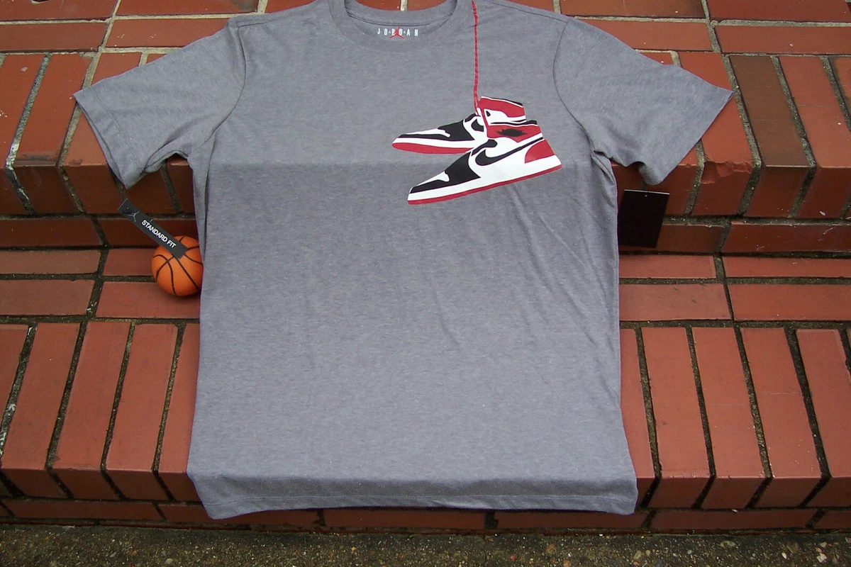 NEW Nike Air Jordan Retro 1 OG CHICAGO CLASSIC J s Grey Men s T Shirt Sz S Small