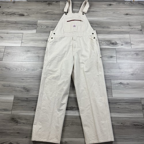 Vintage Pointer Brand Overalls White Denim 42x32 USA Workwear Men’s - Picture 2 of 7