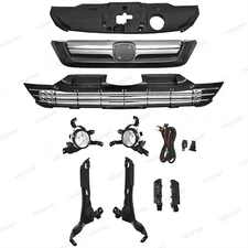 For CR-V 2007-2009 Front Headlight Bracket, Chrome Grille & Fog Lamps Assembly