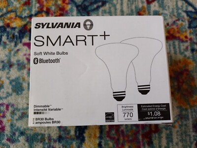 2 Pack of SYLVANIA SMART+ Bluetooth LED Light Bulbs BR30 9W Soft White Dimmable