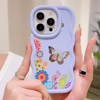 Cute Wave Luxury Butterfly Case For Various Phone ShockProof Cover Fashion Girls