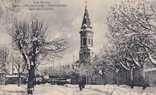 Old postcard postcard GAP place ladoucette church of cordeliers stamp.