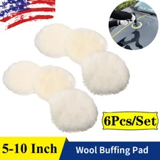 6PCS Polishing Bonnet Buffer Pads Soft Wool for 5-6" 7-8" 9-10" Car Polisher US