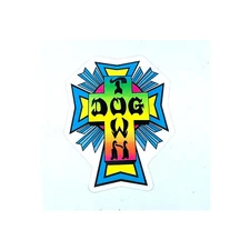 Dogtown Skateboards Sticker 80s Cross Logo Neon 1.75" x 2.25"