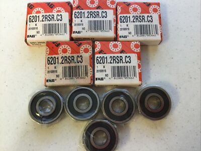 NEW FAG LOT OF 5 6201.2RSR.C3 BEARINGS, FREE SHIPPING