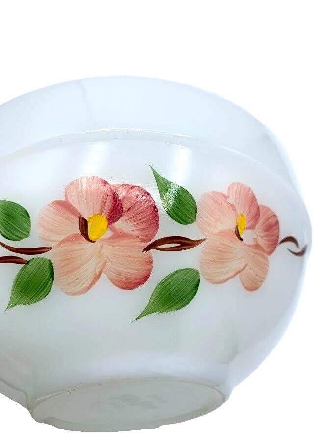 Vtg. FIRE KING Hand-painted Peach Blossom Bowl Milk Glass 6