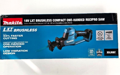 Makita XRJ08Z 18V Brushless Cordless Reciprocating Saw – One-Hand Compact, Tool Only, 14.38″ Length