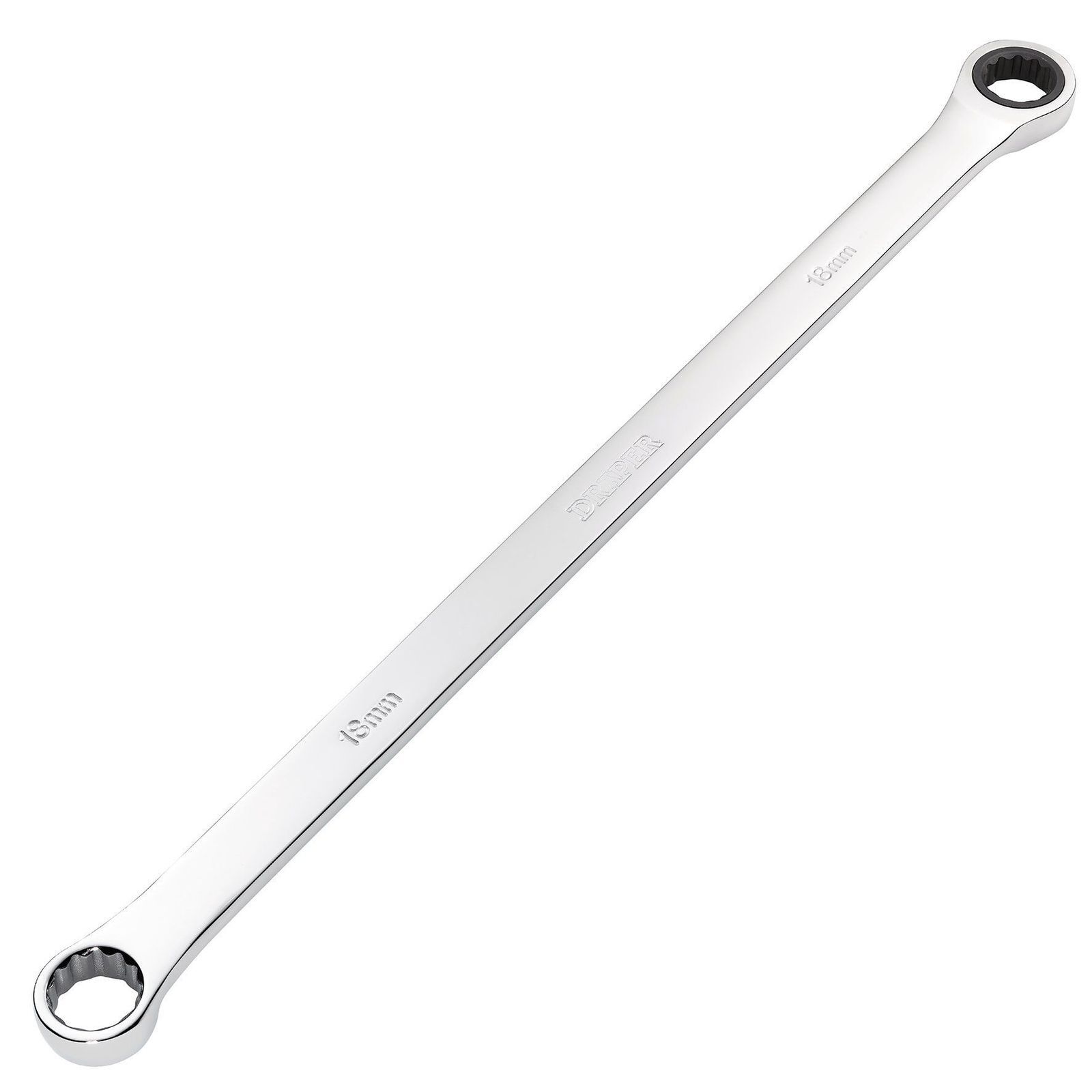 Draper 18Mm Long Ratchet Ring Spanner 27776 27776 Hi-Torqâ Metric Extra-Long Double Ring Ratchet Spanner - Image 2