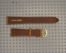 Bracelet De Montre En Cuir De Veau Noir 10mm - Boucle Dorée, Neuf Sans Étiquette