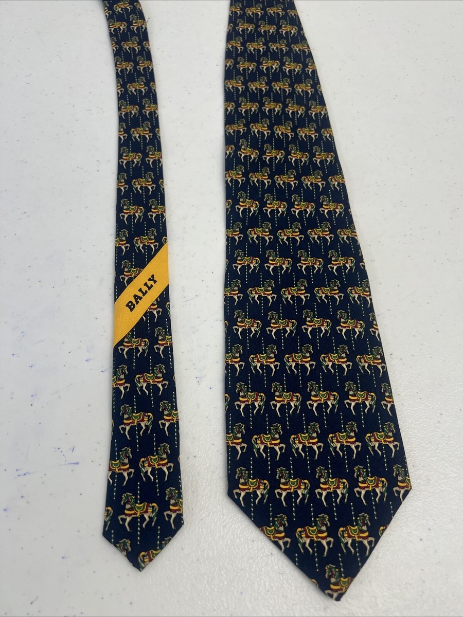 BAR BALLY ネクタイ Bally Men's Navy Blue Novelty Horses Silk Neck Tie $245 | eBay