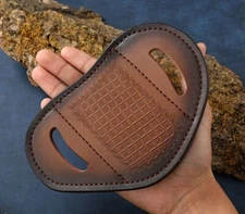 EDC Carved Cow Hand Made Leather Sheath for Folding Knife Belt Clip Cover Pouch