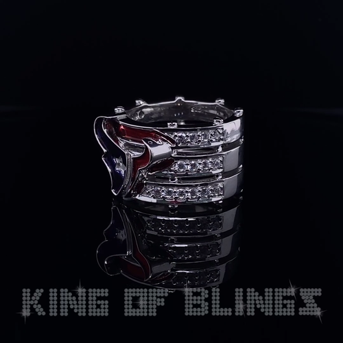 Anillo de cóctel texano de banda ancha de circonio de plata 925 blanco 1,50 CTCubic talla 10 - Vídeo 1 de 1