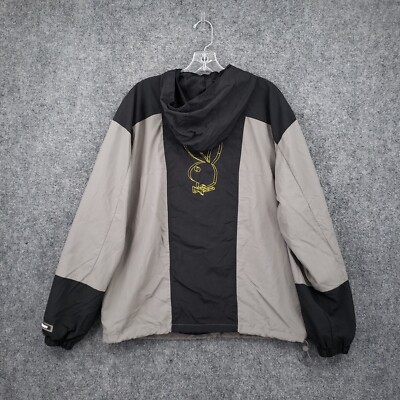 Playboy By Pacsun Jacket Mens Small Gray Black 1/4 Zip Bunny