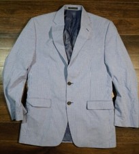 Vintage Ralph Lauren Mens Madras Navy Blue Plaid Jacket Blazer Size Small