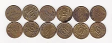 LOT OF 12 DUFFY'S TAVERN  CENTRAL CAFE  NEW BEDFORD  GOOD FOR 10c   TOKENS