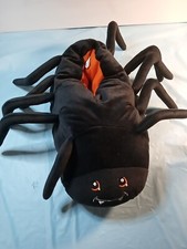 Kids Black Spider Plush Slippers Size Large 