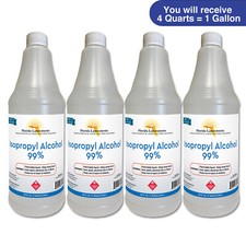 ISOPROPYL ALCOHOL 99 High Purity Pack of 4 Quarts - SAME DAY SHIPPING USA Made