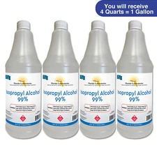 ISOPROPYL ALCOHOL 99% High Purity Pack of 4 Quarts - SAME DAY SHIPPING USA Made