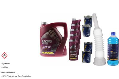 9L MANNOL Motoröl SAE 10W-60 RACING+ESTER inkl. Additiv Auslaufschlauch