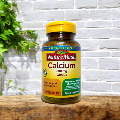 Nature Made Calcium 600 mg + Vitamin D3 Bone Support 120 Tablets Exp: 01/2027