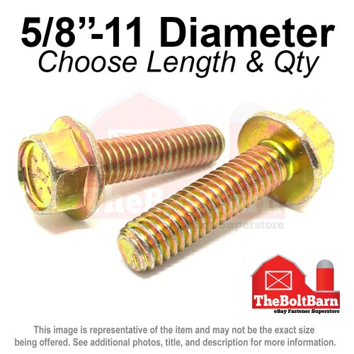 5/8"-11 Grade 8 Hex Flange Screws Frame Bolts Zinc Yellow (Pick Length & Qty) - Picture 6 of 7