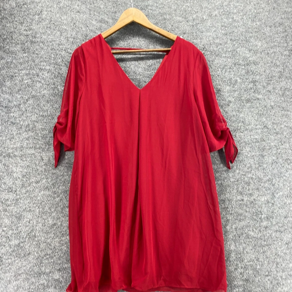Blusa Soprano Mujer L Grande Roja Cuello en V Manga Corta Forrada Pullover Informal Foto 3 de 4