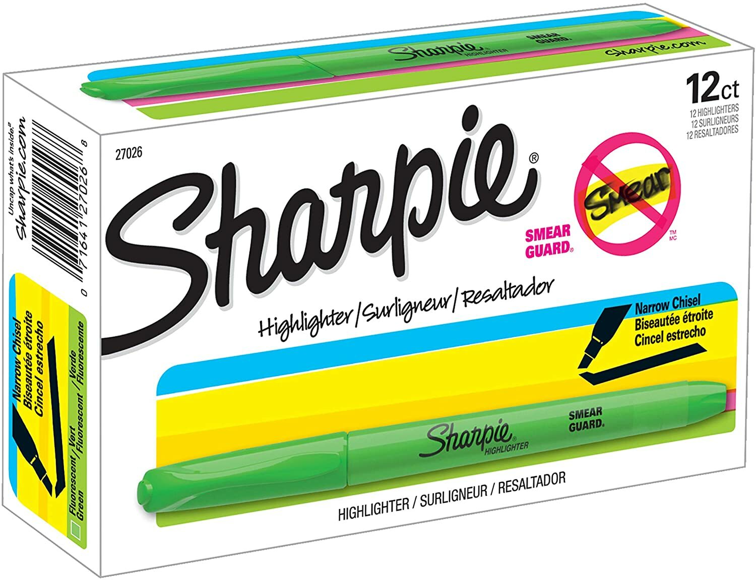 Sharpie 27026 Accent  Pocket Style Highlighter, Chisel Tip, 